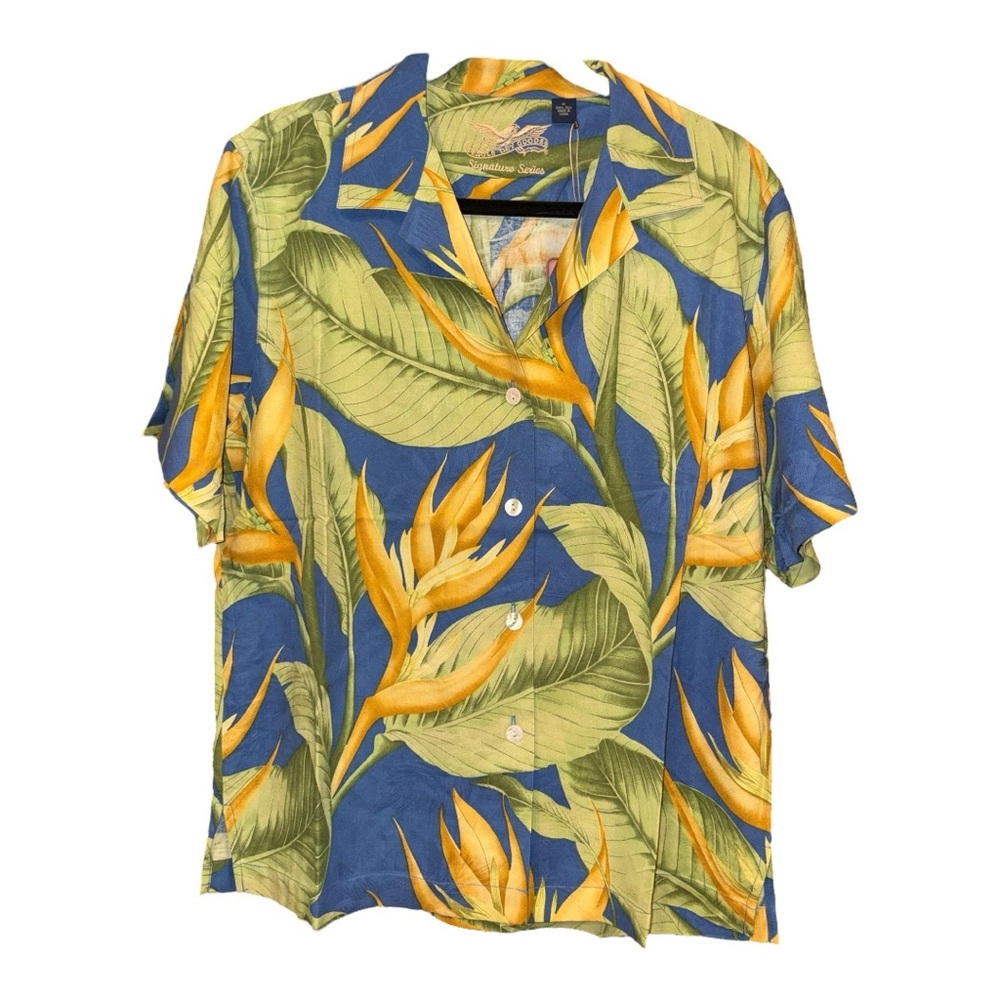 Eagle Dry Goods Signature Series Silk Tropical Shirt Blue Green Floral M U - Picture 2 of 7